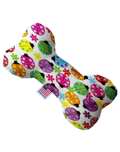 Bright Ladybugs 10 inch Canvas Bone Dog Toy