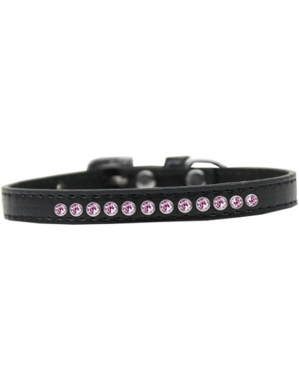 Bright Pink Crystal Size 10 Black Puppy Collar