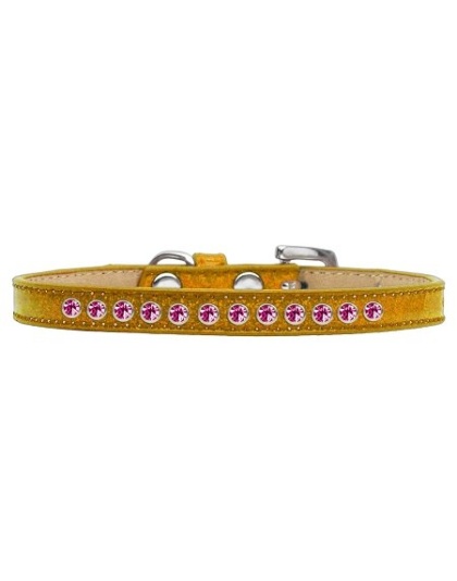 Bright Pink Crystal Size 10 Gold Puppy Ice Cream Collar
