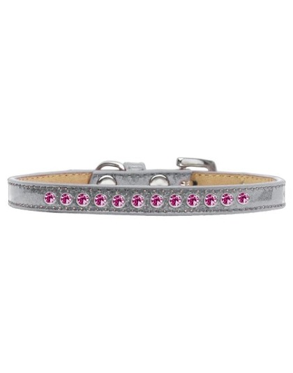 Bright Pink Crystal Size 10 Silver Puppy Ice Cream Collar