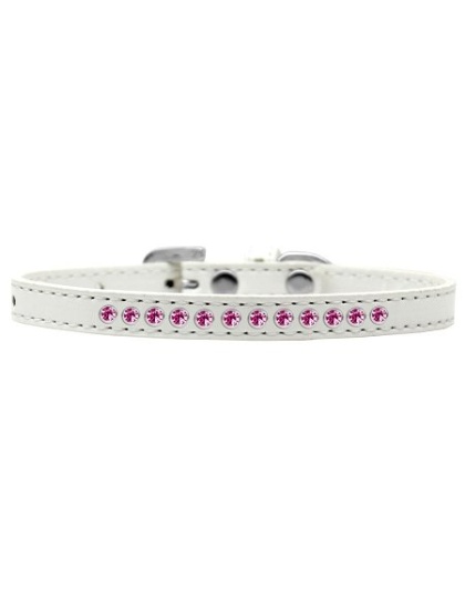 Bright Pink Crystal Size 10 White Puppy Collar