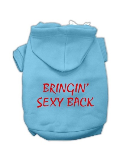 Bringin' Sexy Back Screen Print Pet Hoodies Baby Blue Size Lg