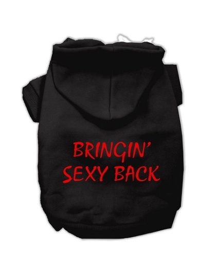 Bringin' Sexy Back Screen Print Pet Hoodies Black Size Lg