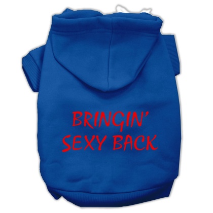 Bringin' Sexy Back Screen Print Pet Hoodies Blue Size Lg