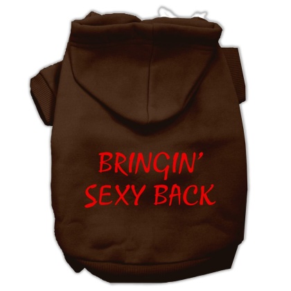 Bringin' Sexy Back Screen Print Pet Hoodies Brown Size Lg