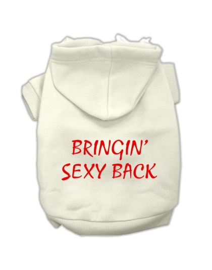 Bringin' Sexy Back Screen Print Pet Hoodies Cream Size Lg