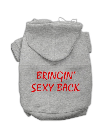 Bringin' Sexy Back Screen Print Pet Hoodies Grey Size Lg