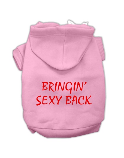 Bringin' Sexy Back Screen Print Pet Hoodies Light Pink Size Lg