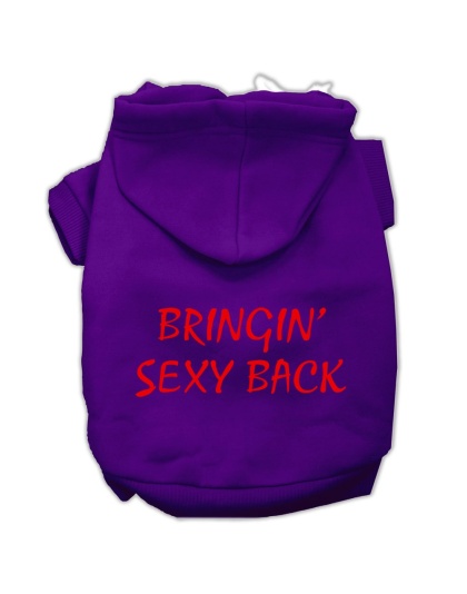 Bringin' Sexy Back Screen Print Pet Hoodies Purple Size Lg