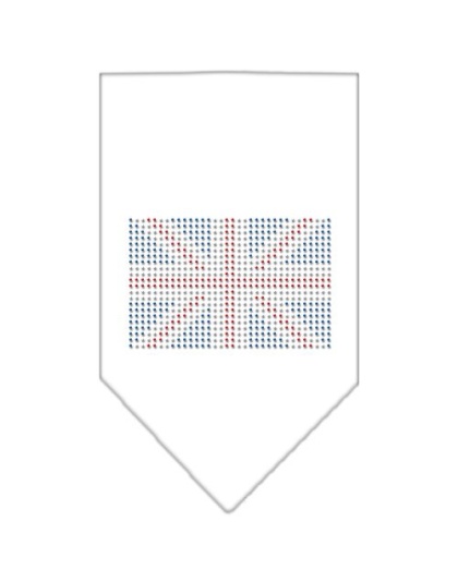 British Flag Rhinestone Bandana White Large