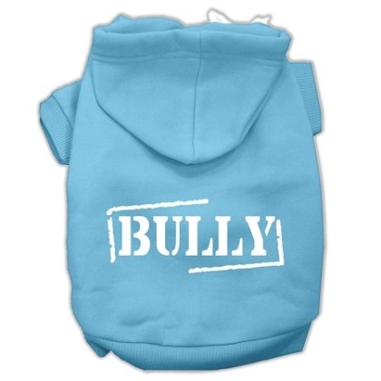Bully Screen Printed Pet Hoodies Baby Blue Size Lg