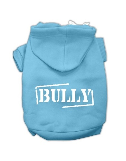 Bully Screen Printed Pet Hoodies Baby Blue Size Lg