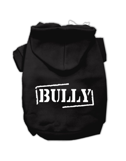 Bully Screen Printed Pet Hoodies Black Size Lg