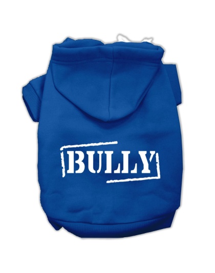 Bully Screen Printed Pet Hoodies Blue Size Lg