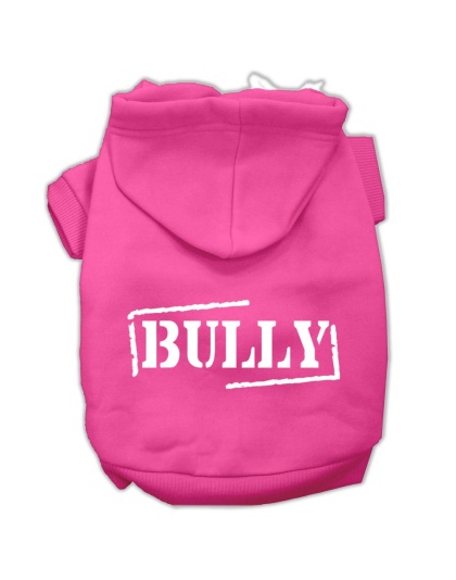Bully Screen Printed Pet Hoodies Bright Pink Size Lg