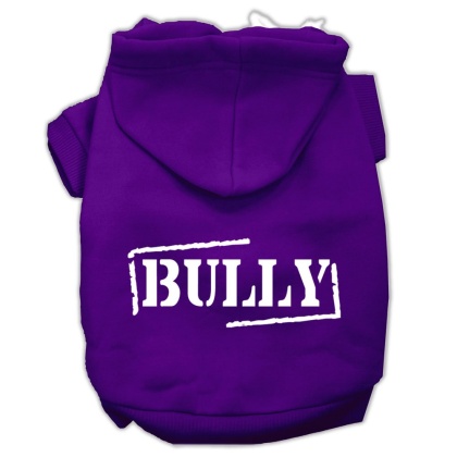 Bully Screen Printed Pet Hoodies Purple Size Lg