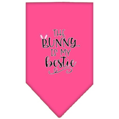 Bunny is my Bestie Screen Print Bandana Bright Pink Large