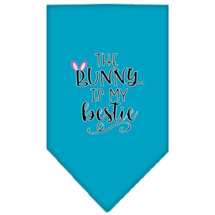 Bunny is my Bestie Screen Print Bandana Turquoise Large