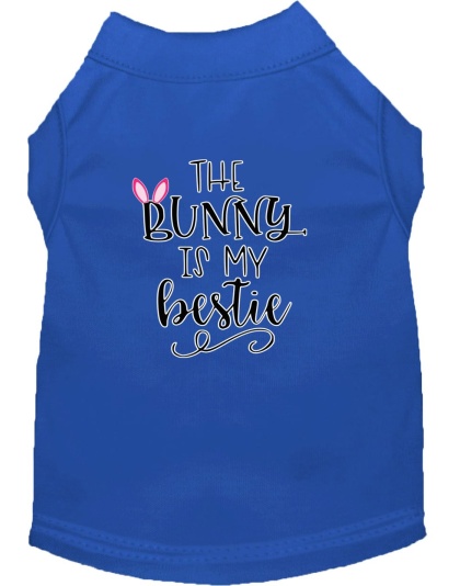 Bunny is my Bestie Screen Print Dog Shirt Blue Lg