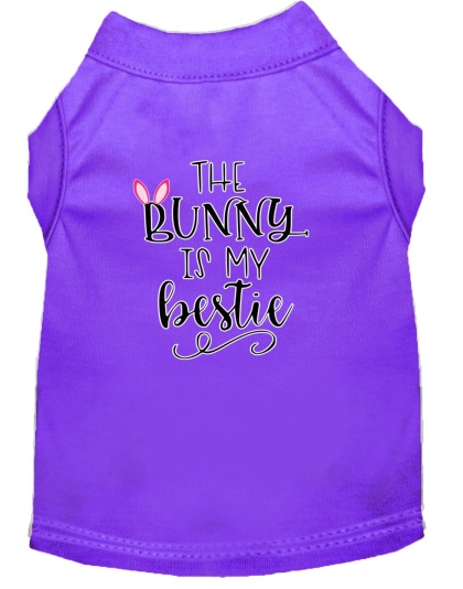 Bunny is my Bestie Screen Print Dog Shirt Purple Lg