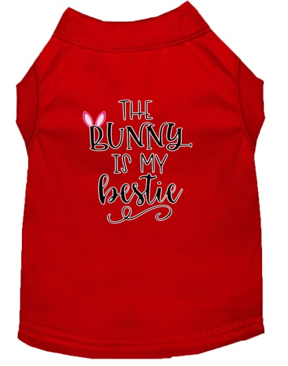 Bunny is my Bestie Screen Print Dog Shirt Red Lg