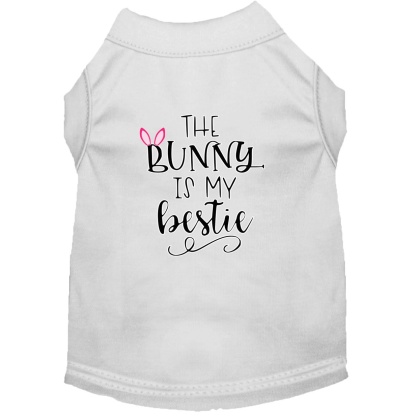 Bunny is my Bestie Screen Print Dog Shirt White Lg