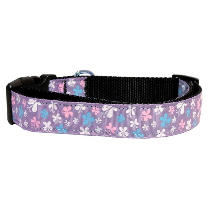 Butterfly Nylon Ribbon Collar Lavender Large