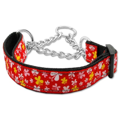 Butterfly Nylon Ribbon Collar Martingale Red Large