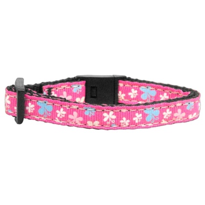 Butterfly Nylon Ribbon Collar Pink Cat Safety