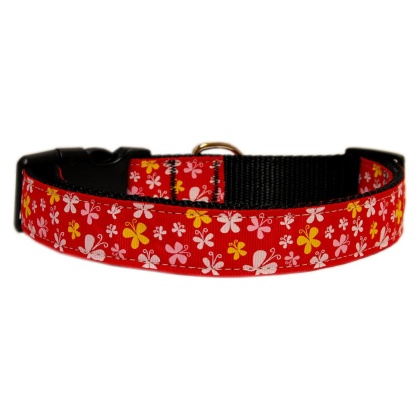 Butterfly Nylon Ribbon Collar Red Large