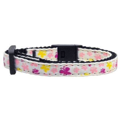 Butterfly Nylon Ribbon Collar White Cat Safety