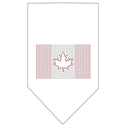 Canadian Flag Rhinestone Bandana White Large