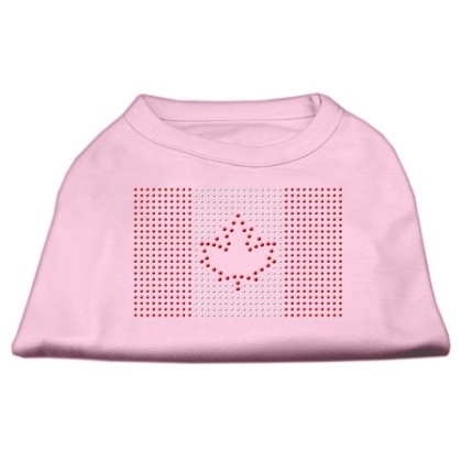 Canadian Flag Rhinestone Shirts Light Pink L