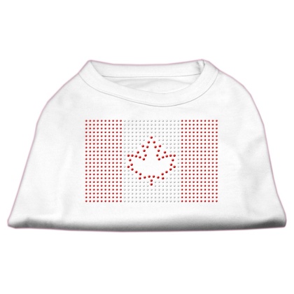 Canadian Flag Rhinestone Shirts White L