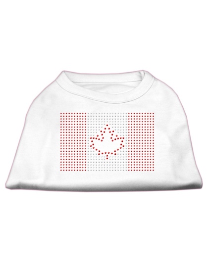 Canadian Flag Rhinestone Shirts White L