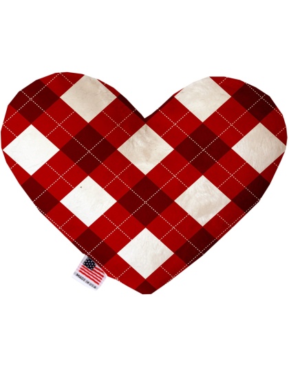 Candy Cane Argyle 6 Inch Canvas Heart Dog Toy