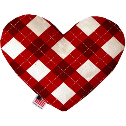 Candy Cane Argyle 6 Inch Heart Dog Toy