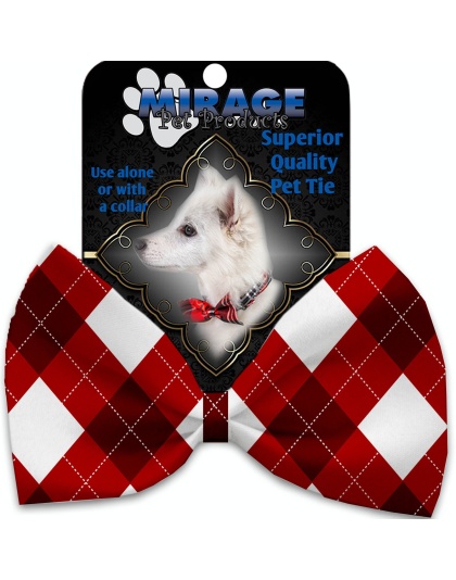 Candy Cane Argyle Pet Bow Tie