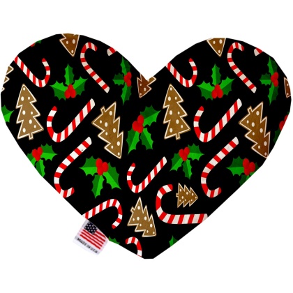 Candy Cane Chaos 6 Inch Canvas Heart Dog Toy