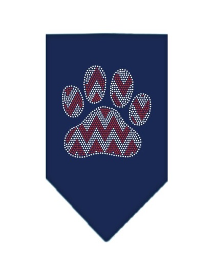 Candy Cane Chevron Paw Rhinestone Bandana Navy Blue large