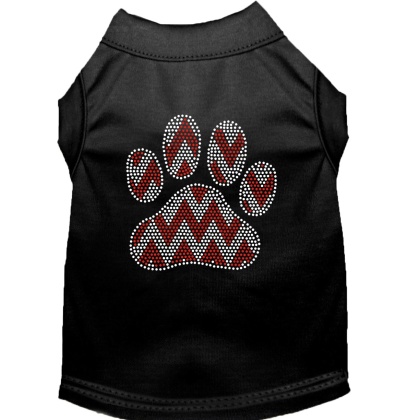 Candy Cane Chevron Paw Rhinestone Dog Shirt Black Lg