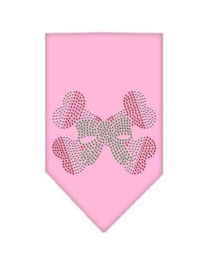 Candy Cane Crossbones Rhinestone Bandana Light Pink Large