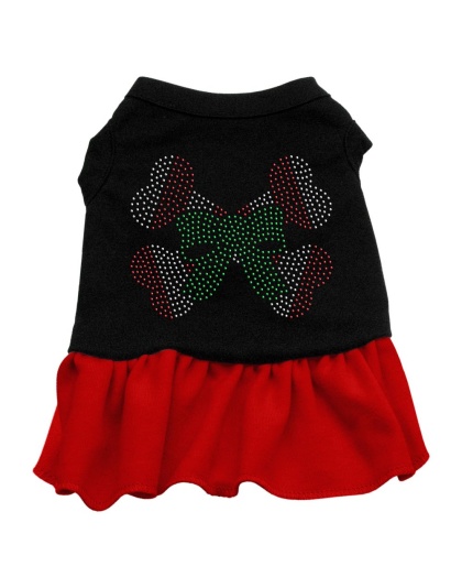 Candy Cane Crossbones Rhinestone Dress Black with Red Lg