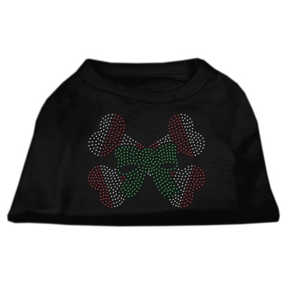 Candy Cane Crossbones Rhinestone Shirt Black L