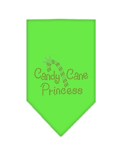 Candy Cane Princess Rhinestone Bandana Lime Green Large