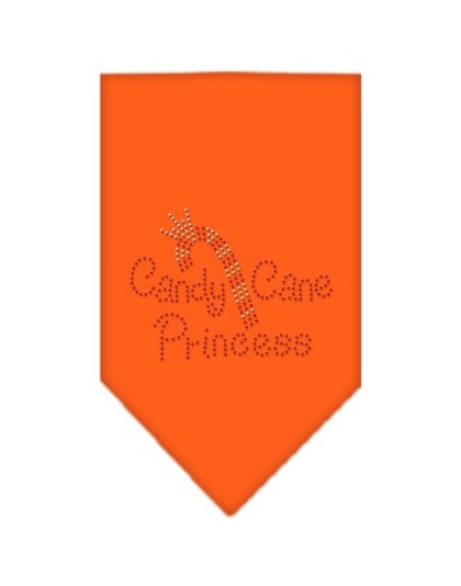 Candy Cane Princess Rhinestone Bandana Orange Large