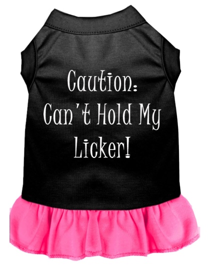 Can't Hold My Licker Screen Print Dress Black with Bright Pink Lg