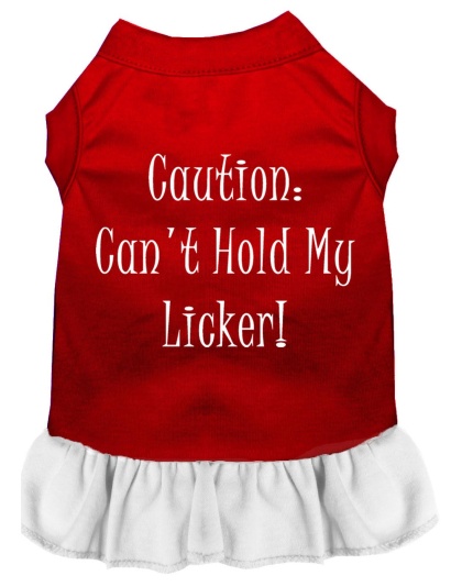 Can't Hold My Licker Screen Print Dress Red with White Lg