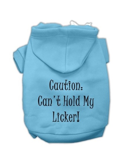 Can't Hold My Licker Screen Print Pet Hoodies Baby Blue Size Lg