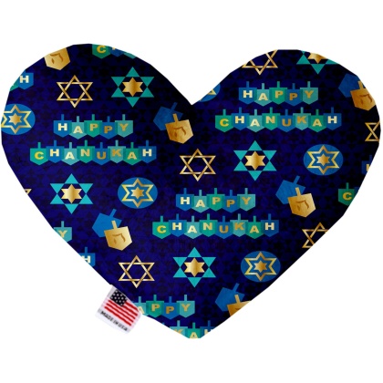 Chanukah Bliss 6 Inch Canvas Heart Dog Toy